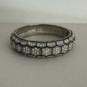 Elegant Silver and Black Bangle Bracelet